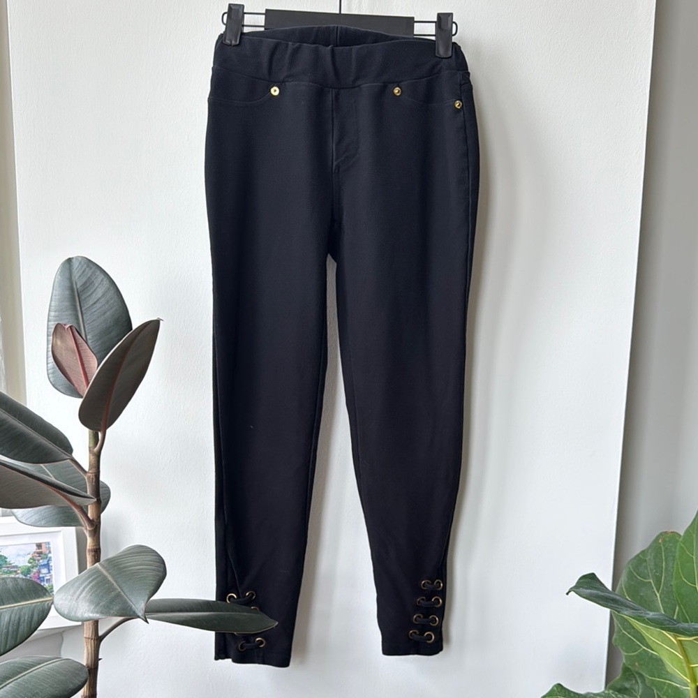 Black Women's Jeans with Gold Accents